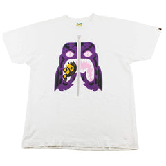 T-shirt Bape violet à motif tigre et requin blanc