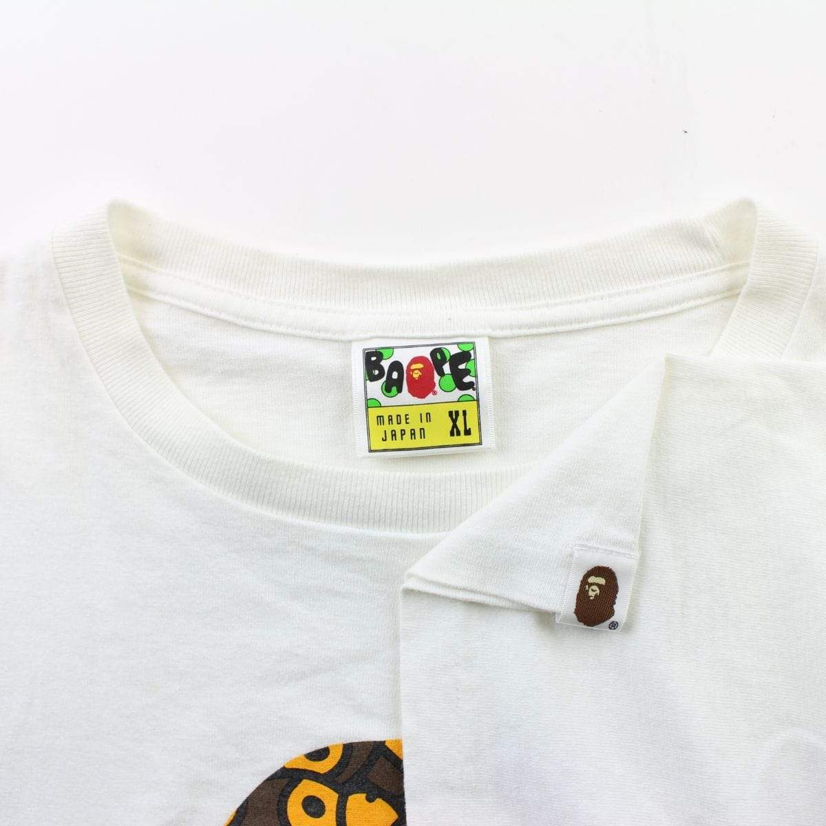 Bape Baby Milo Faces Big Ape Logo Tee White - SaruGeneral