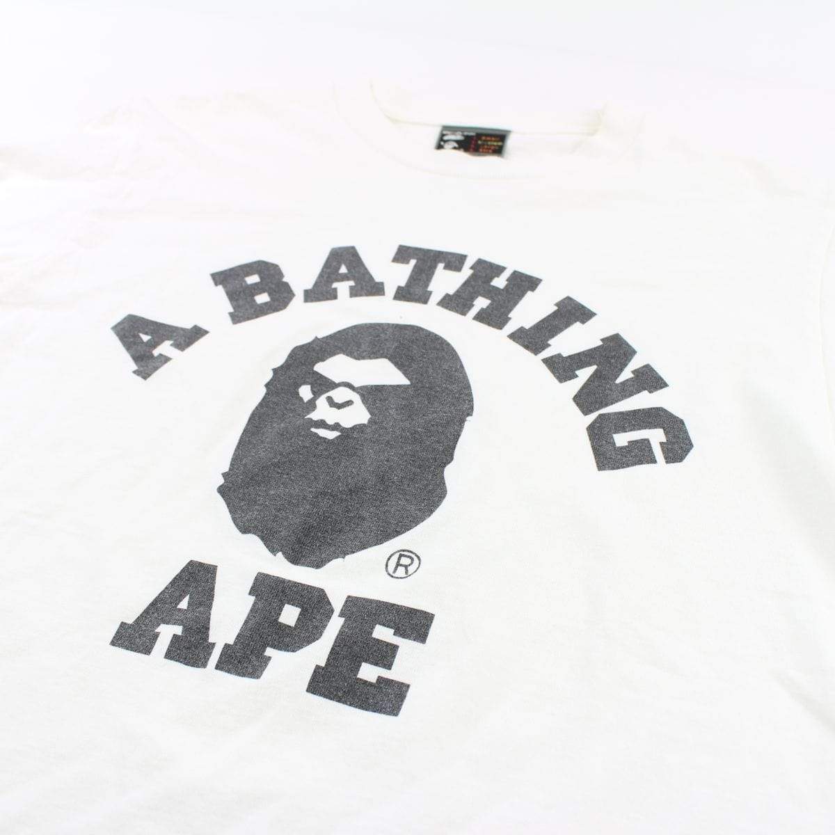 Bape Black Angry Face College Logo LS White - SaruGeneral