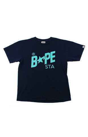 BAPESTA Turqoise Logo Tee Navy