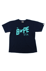 BAPESTA Turqoise Logo Tee Navy