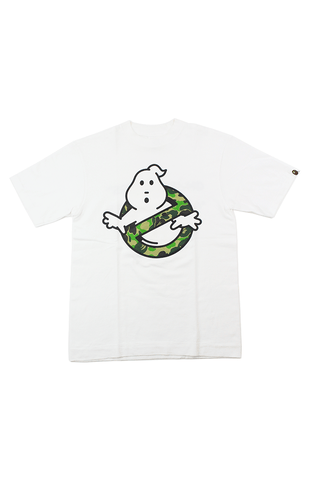 Bape x Ghostbusters ABC Green fire Camo Tee White