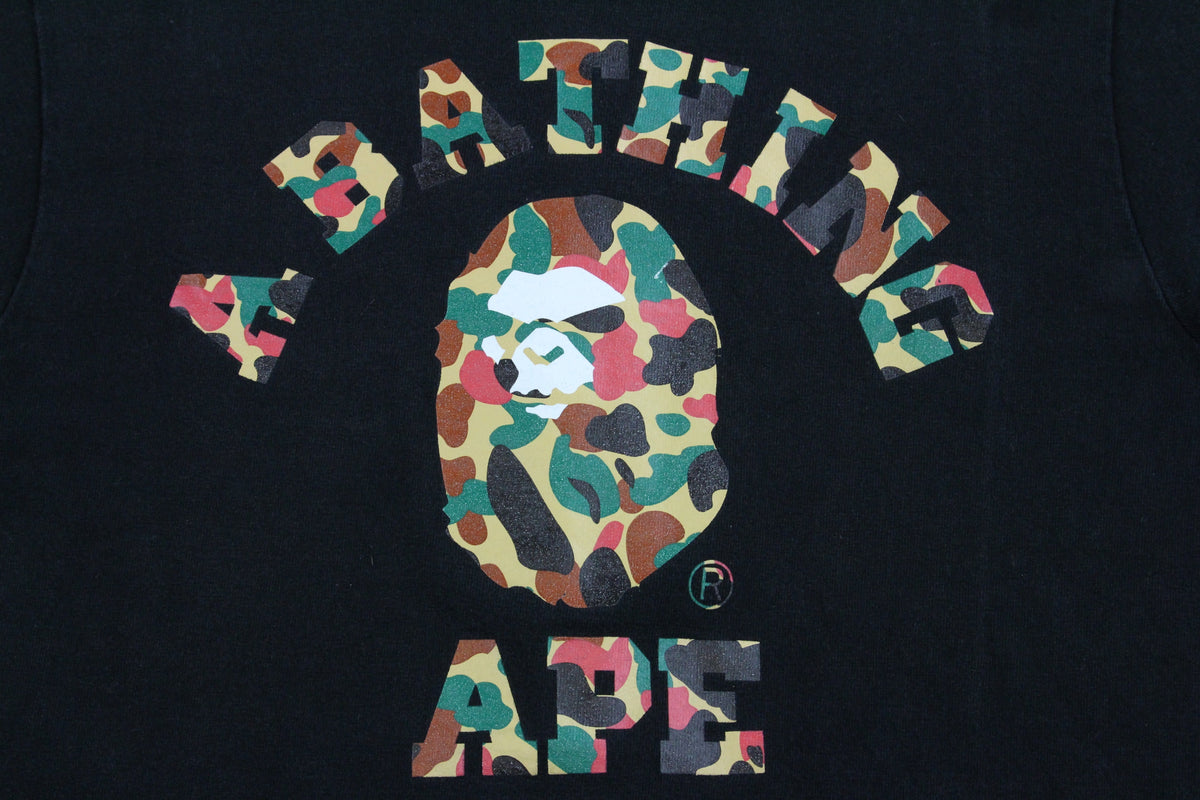 Bape Duck BAPE Duck Camo Angry College Logo Tee Black – SARUGENERAL