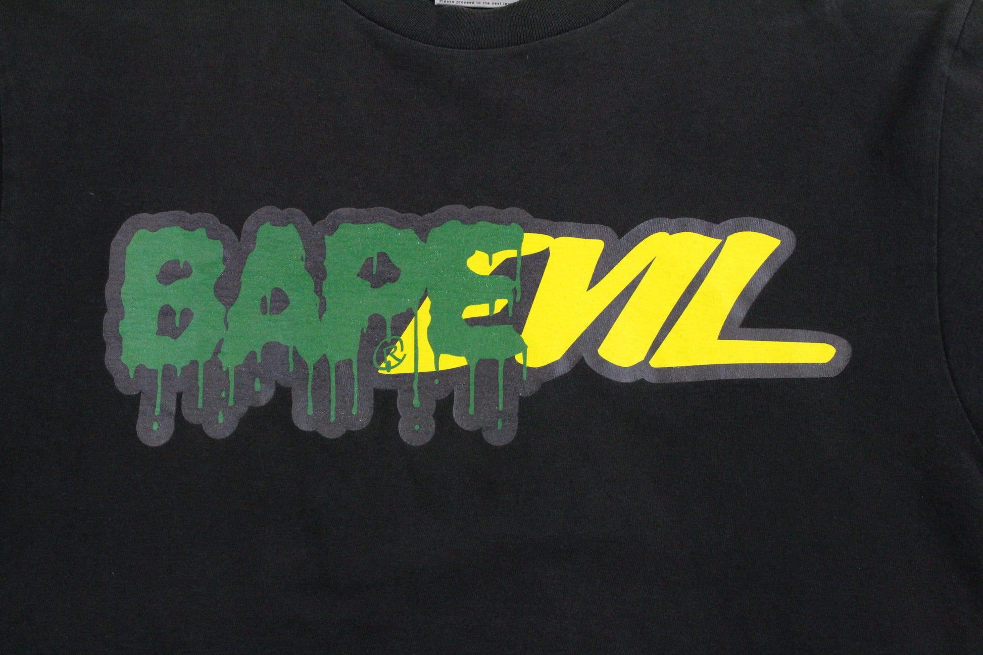 BAPE Evil Green Yellow text Tee Black - SaruGeneral