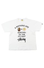 T-shirt BAPE x Stussy « Survival of the Fittest » blanc