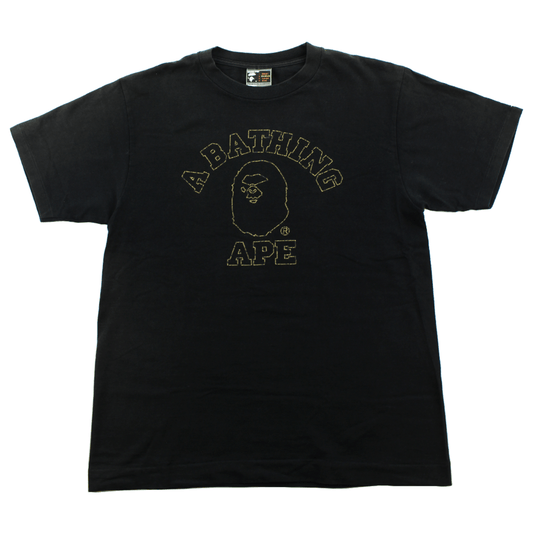 Bape 1st Yellow Camo Outline College Logo Tee Black - SaruGeneral
