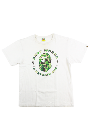 Bape ABC Green Camo Ape Busy Works Tee White