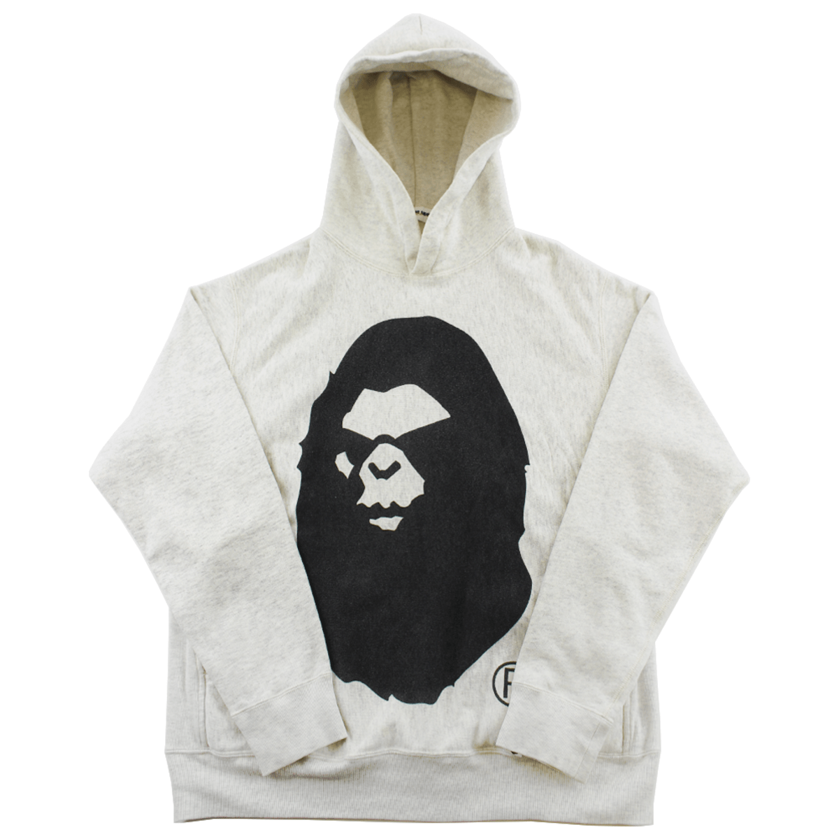 Bape Angry Face Big Ape Logo Hoodie Light Grey - SaruGeneral