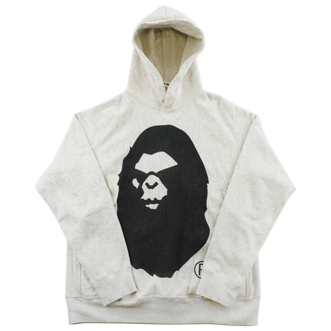 Bape Angry Face Big Ape Logo Hoodie Light Grey