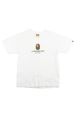 T-shirt Bape Ape 1st Green Camo Text Blanc