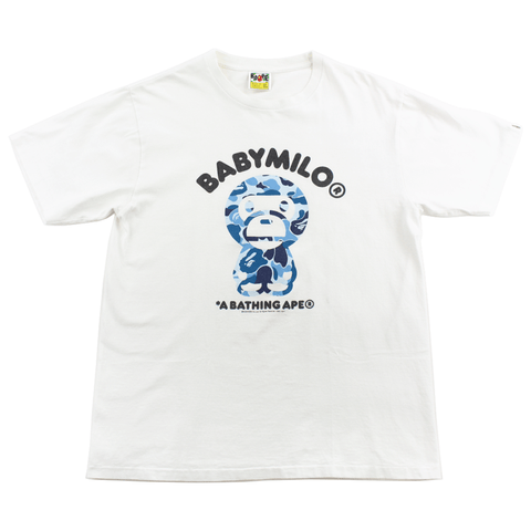 Bape Baby Milo ABC Blue Camo Tee White