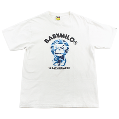 T-shirt camouflage bleu ABC Baby Milo de Bape, blanc
