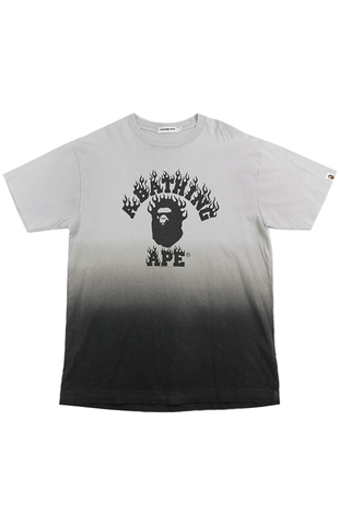 Bape Black Flame College Logo Tee Grey Gradient