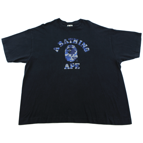 Bape Blue Camo College Logo Tee Black