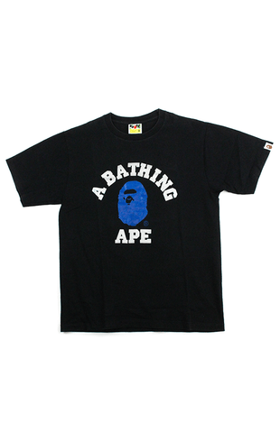 Bape Blue Silver College Logo Tee Black