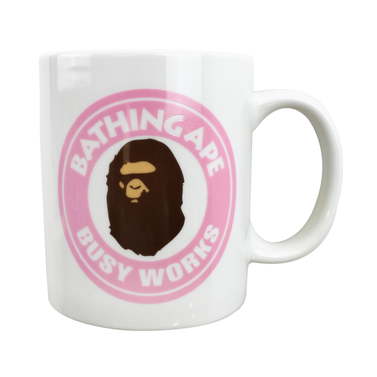 Bape Busy Works Logo Pink Mug White - SaruGeneral