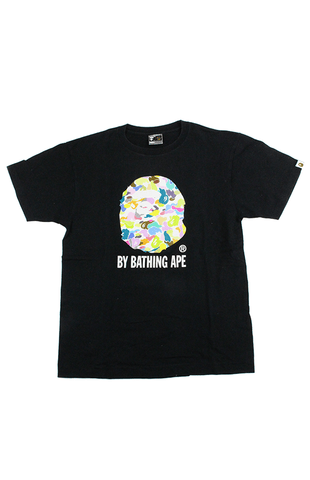 Bape White Multicamo Big Ape Logo Tee Black