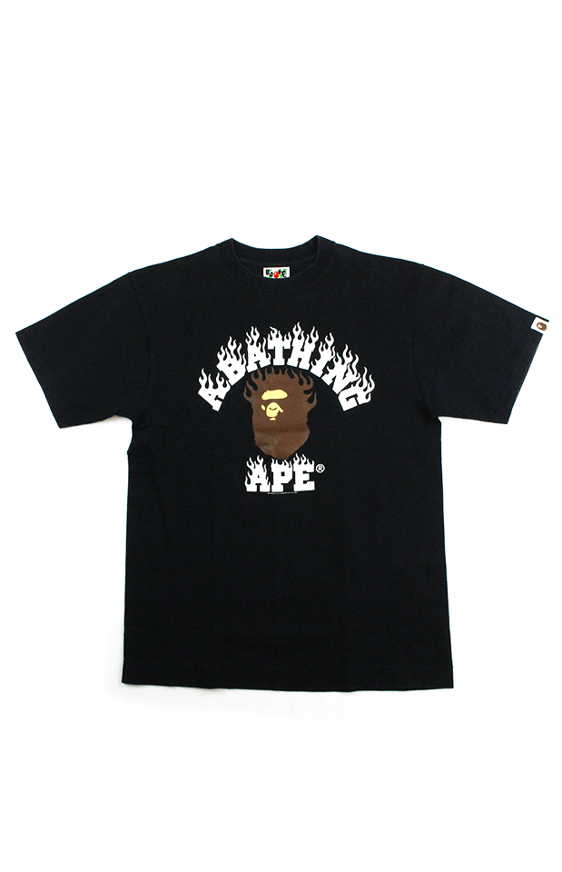 Bape Original Flaming Classic College Logo Tee Black - SaruGeneral