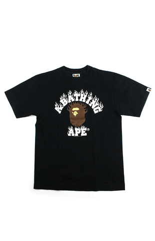 Bape Original Flaming Classic College Logo Tee Black