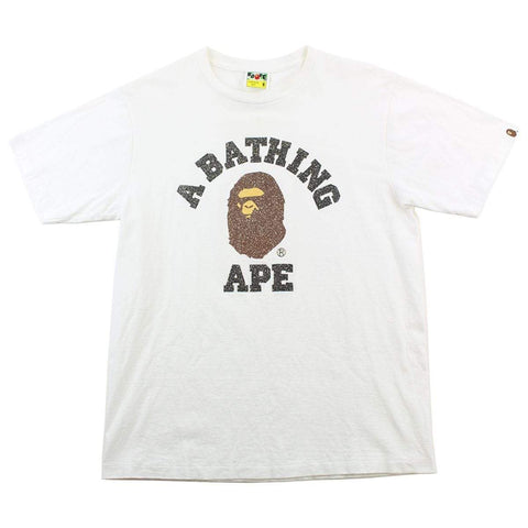 Bape Glitter College Logo Tee White