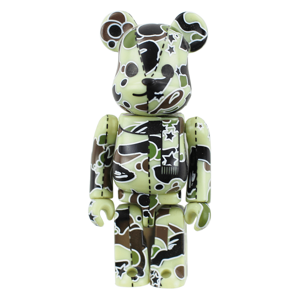 Bape Green Psyche Camo 100% Bearbrick - SaruGeneral