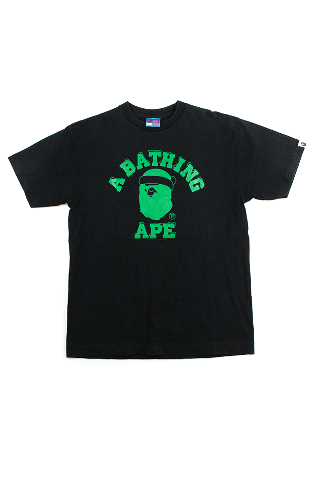 Bape Green santa College Logo Tee Black - SaruGeneral