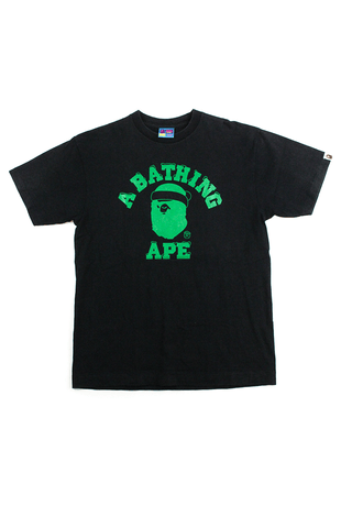 Bape Green santa College Logo Tee Black