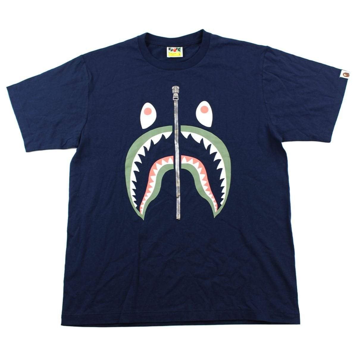 Bape Green Shark Face Tee Navy - SaruGeneral