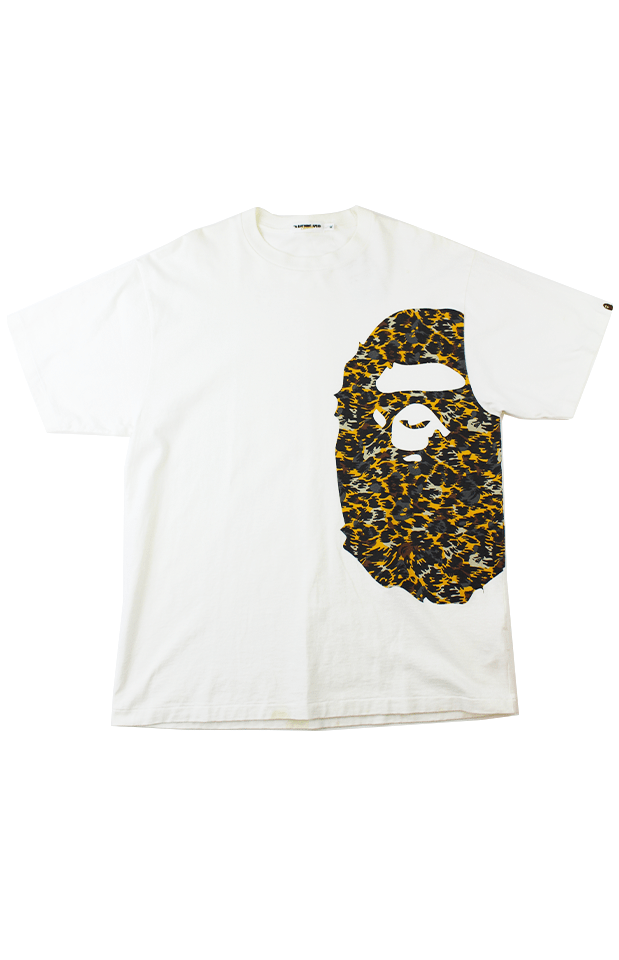 Bape Leopard Print Big Ape Logo Side Tee White - SaruGeneral