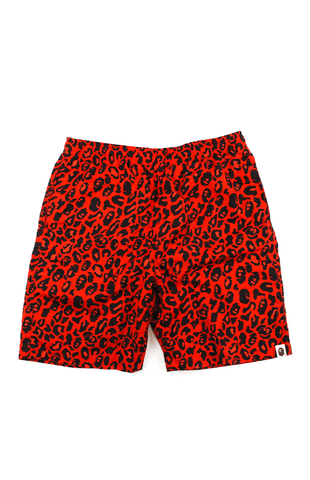 Bape Leopard Print Shorts Red