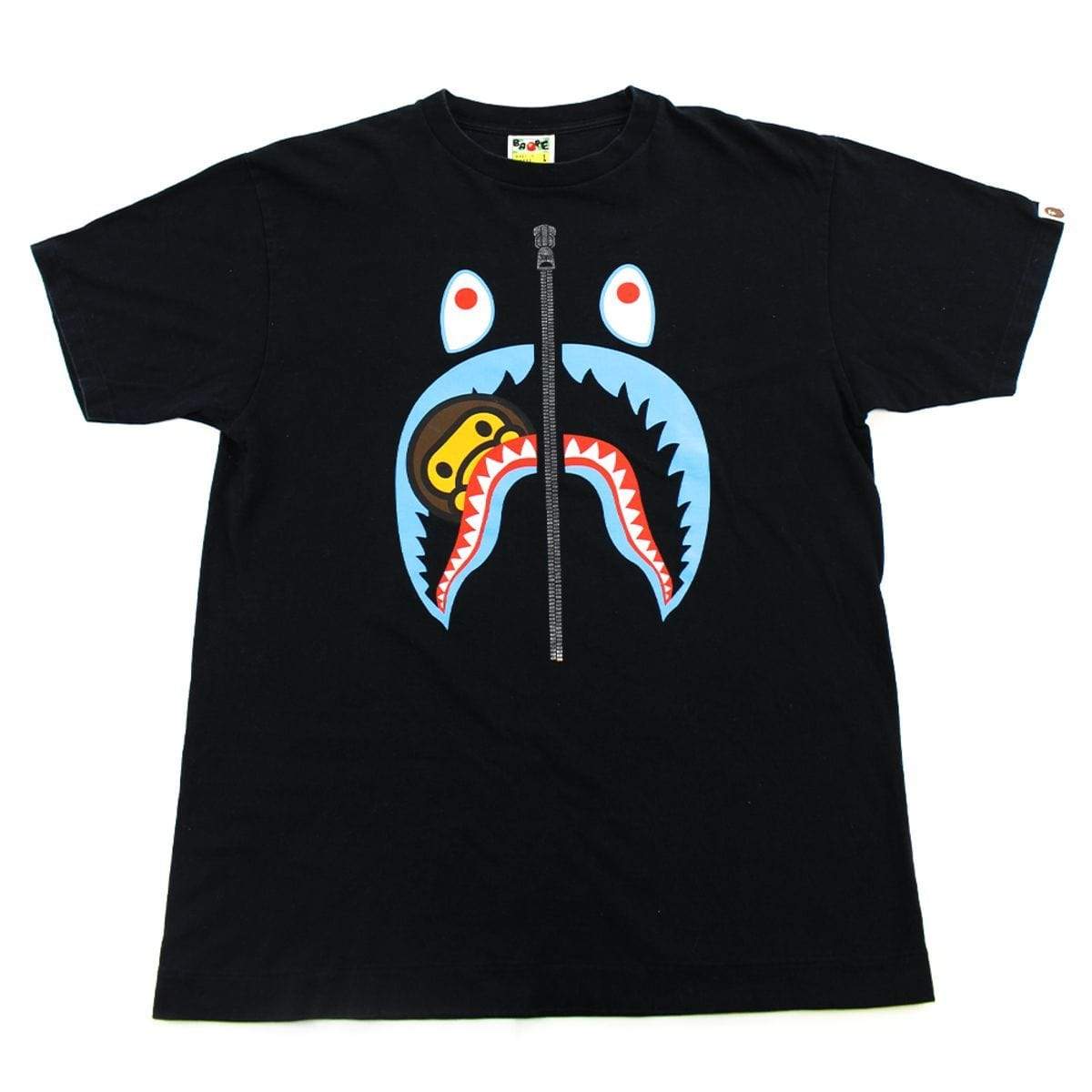 Bape Milo Blue Shark Face Tee Black - SaruGeneral