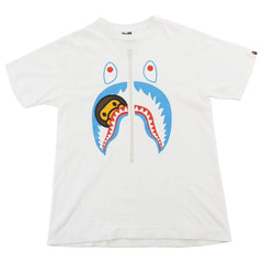 T-shirt Bape Milo bleu avec tête de requin blanc