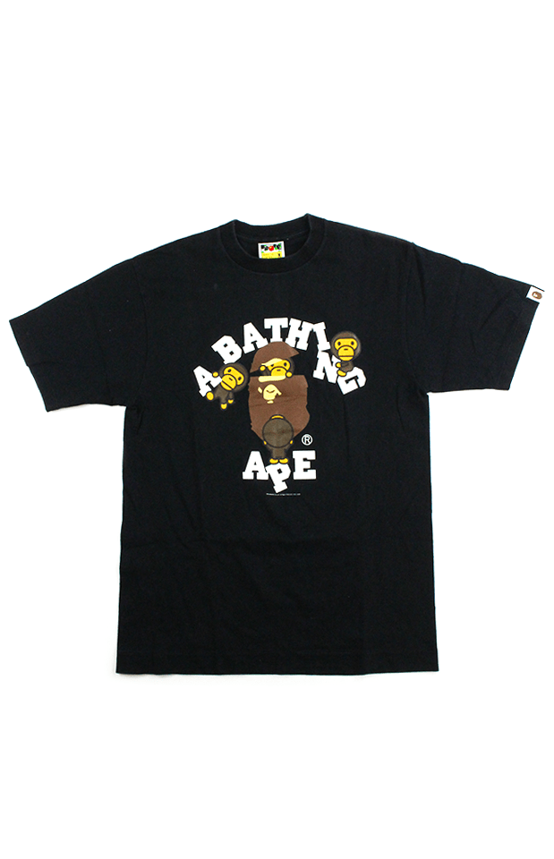 Bape original Milo College Logo Tee Black - SaruGeneral