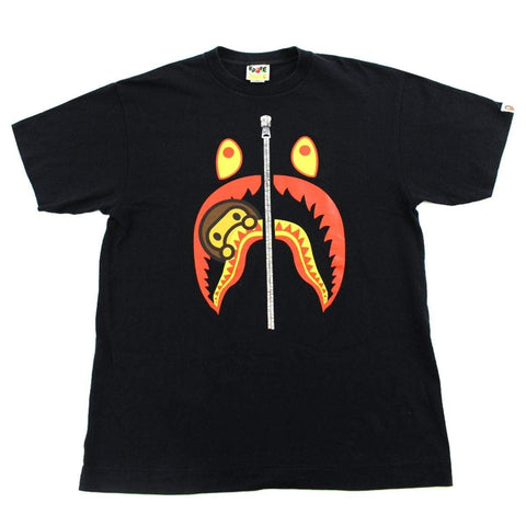 Bape Milo Orange Yellow Shark Face Tee Black