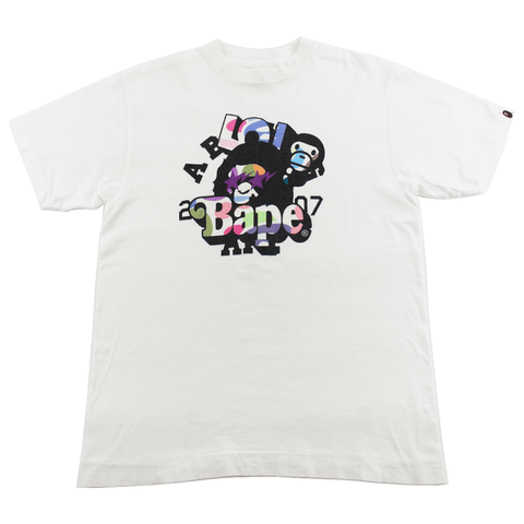 Bape Multi Logo Multicolour Tee White