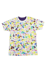 T-shirt violet Bape blanc Multicamo Reverse Yellow College Logo