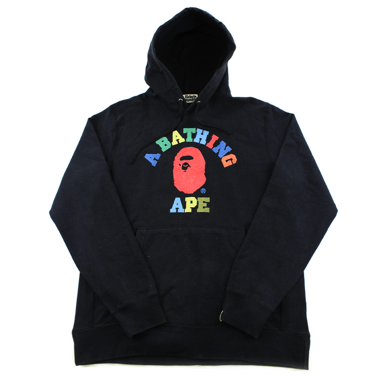 Bape Multicoloured College Logo Hoodie Black - SaruGeneral