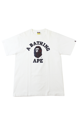 Bape Neon Camo College Logo Tee White