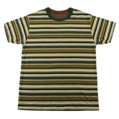 Bape Green Striple reversible college tee brown