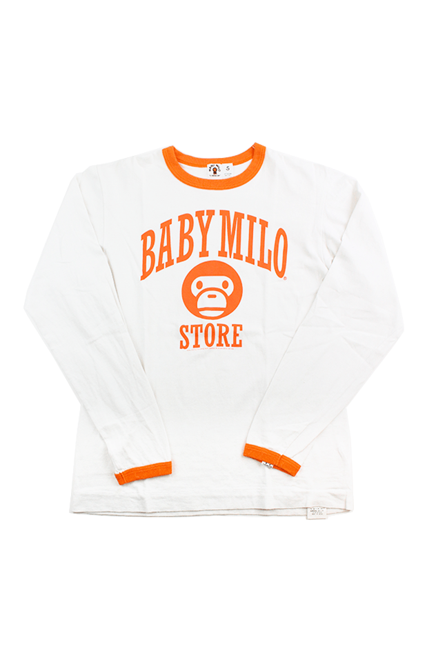 Bape Orange Baby Milo Store LS White - SaruGeneral