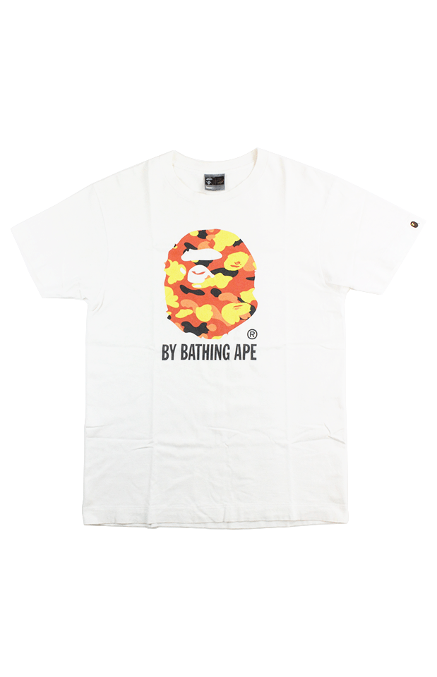 Bape Orange Camo Big Ape Logo Tee White 1999 - SaruGeneral