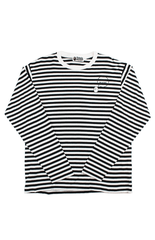 Bape Point Head DSM logo Stripe LS Blanc Noir