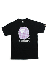 T-shirt Bape à carreaux violets et logo Big Ape noir