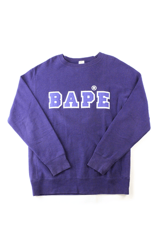 Bape Embroided Purple Text Crewneck Purple