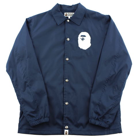 Bape White Big Ape Logo Work Jacket Navy