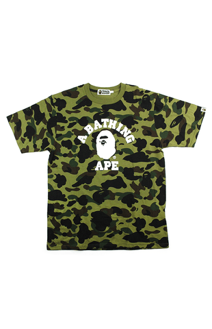 Bape White College Logo Tee 1st Green Camo