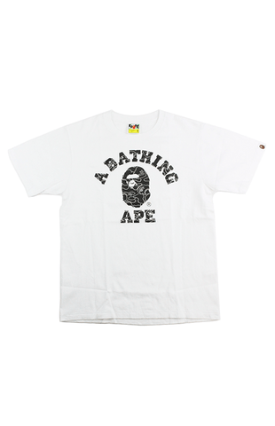 Bape White Neon Camo Black College Logo Tee White