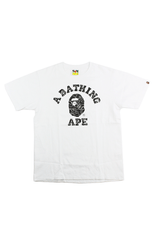 Bape White Neon Camo Black College Logo Tee White