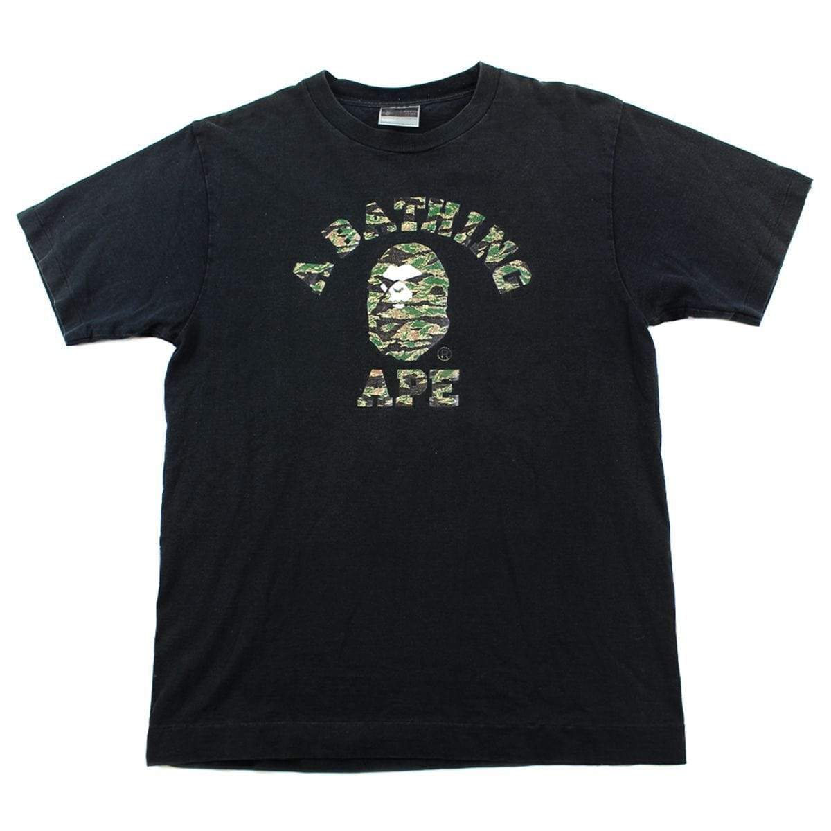 Bape Toxic Angry Face College Logo Tee Black - SaruGeneral