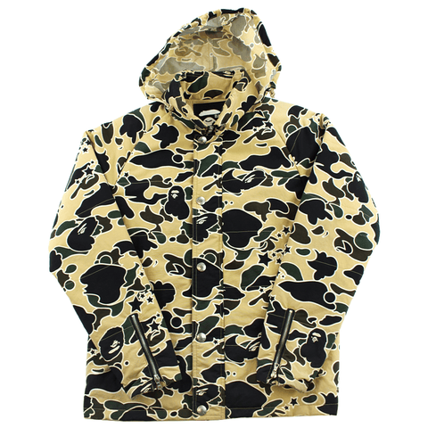 Bape Yellow Psyche Camo Puffer Coat Hood